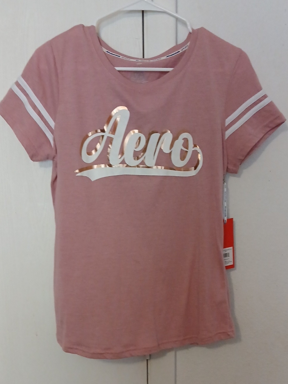 Aeropostale Junior's Rose Pink Short Sleeve Logo Tee
